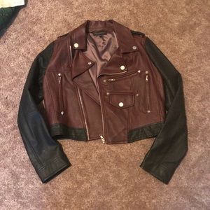 Maroon and Black leather jacket